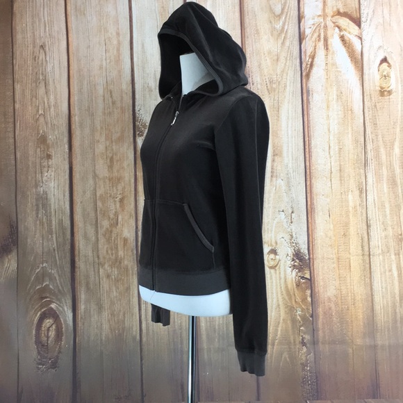Juicy Couture Brown velour zip hoodie size M - Picture 3 of 8